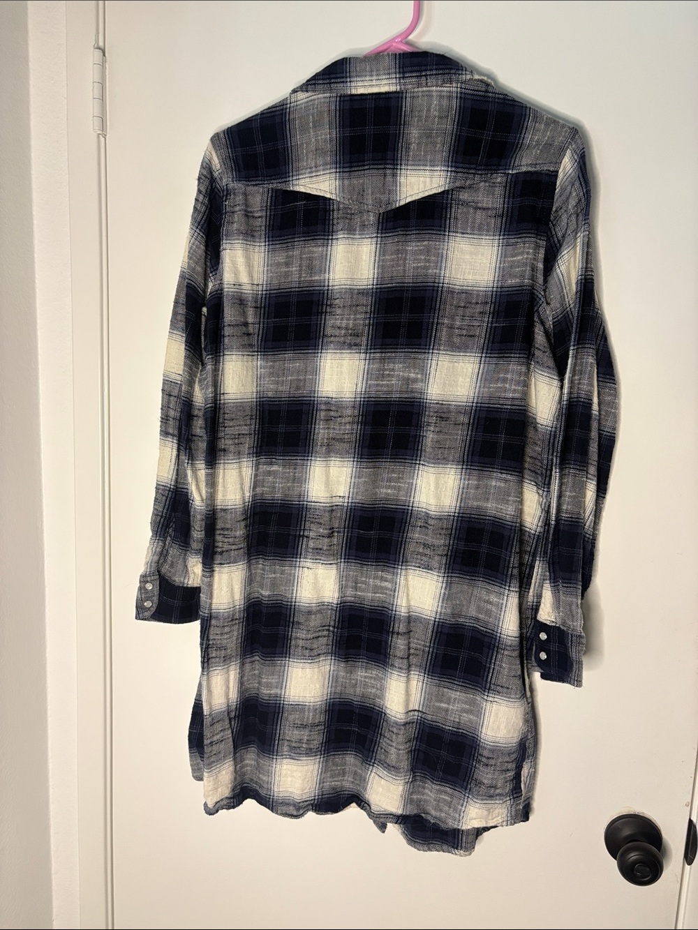 Old Navy Black and White Plaid Midi Shirt Dress - Picture 4 of 4